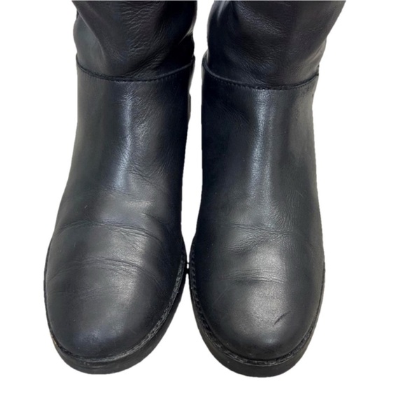 Cole Haan Adler black leather and suede tall flat riding equestrian boot 7 - Picture 7 of 7